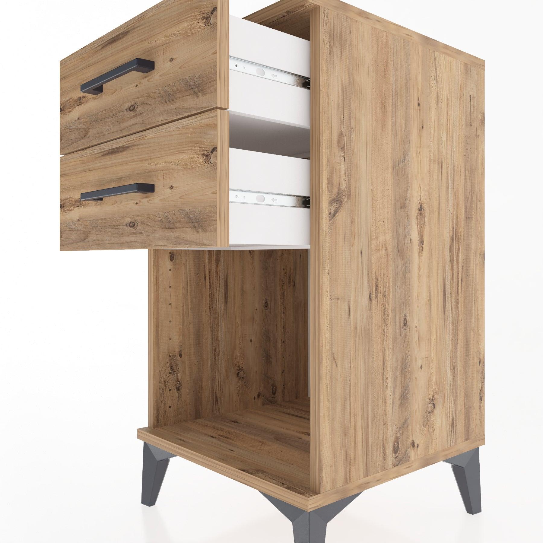 Woodntry Modular Nightstand Pine 44x44x68 cm with Drawers and Shelves CR2-3