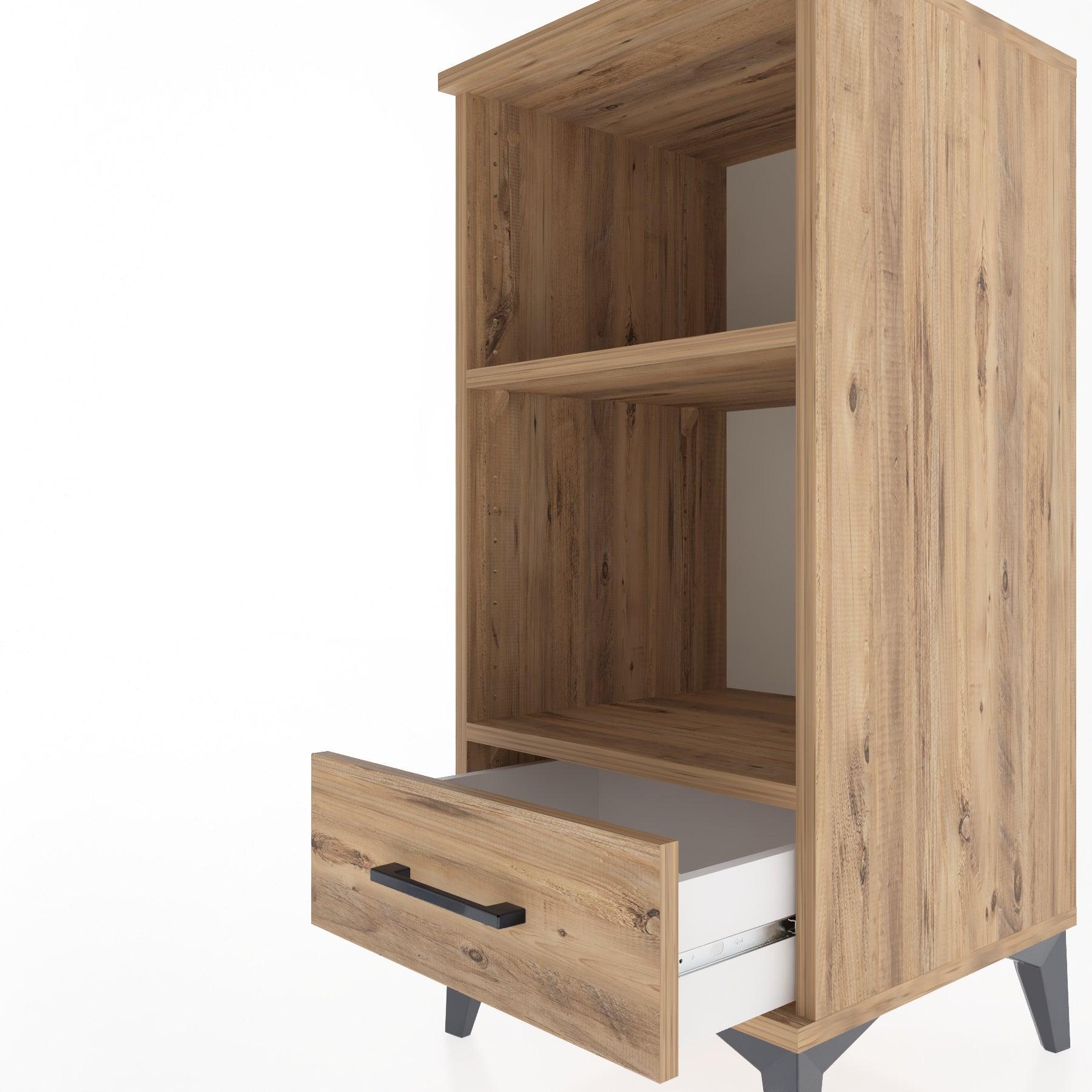 Woodntry Modular Nightstand Pine 44x44x84 cm with Drawers and Shelves CR24-3