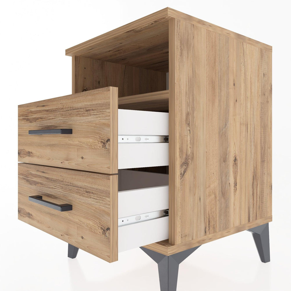 Woodntry Modular Nightstand Pine 44x44x52 cm with Drawers and Shelves CR2-3