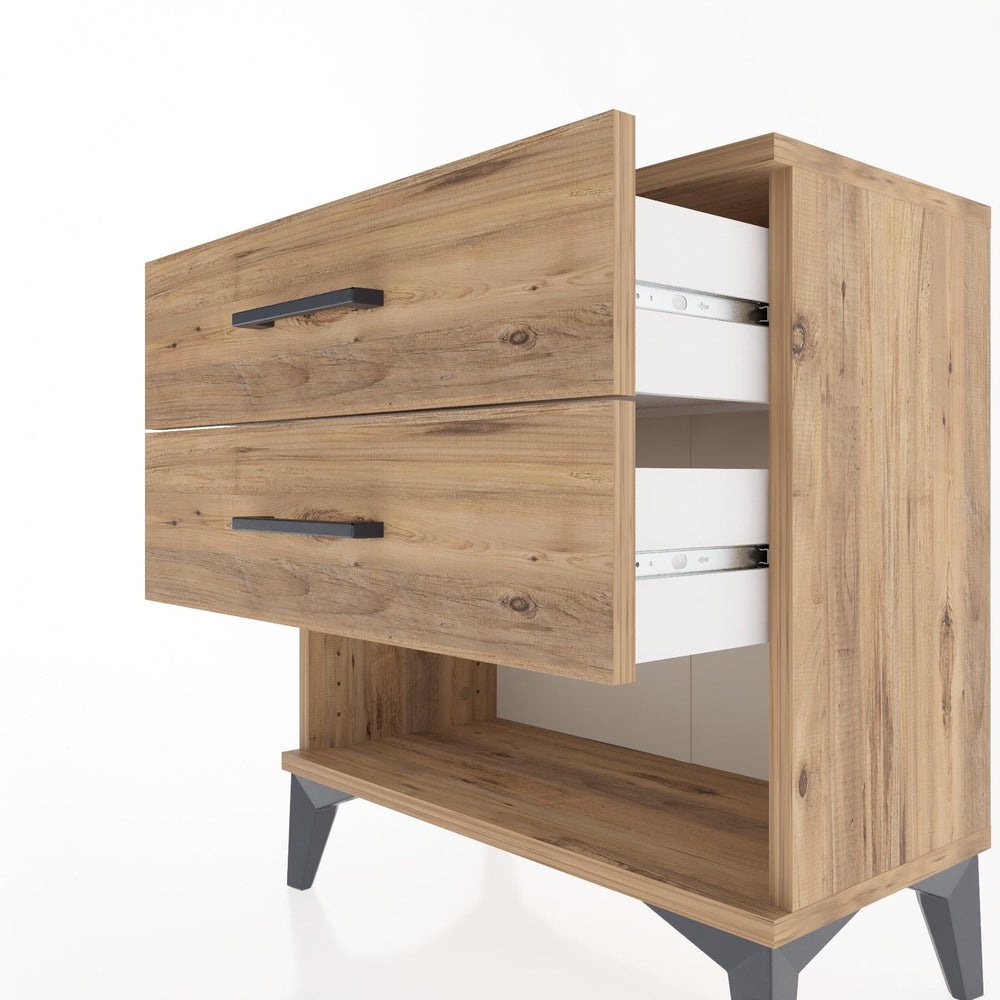 Woodntry Modular Nightstand Pine 60x30x52 cm with Drawers and Shelves CR2-3