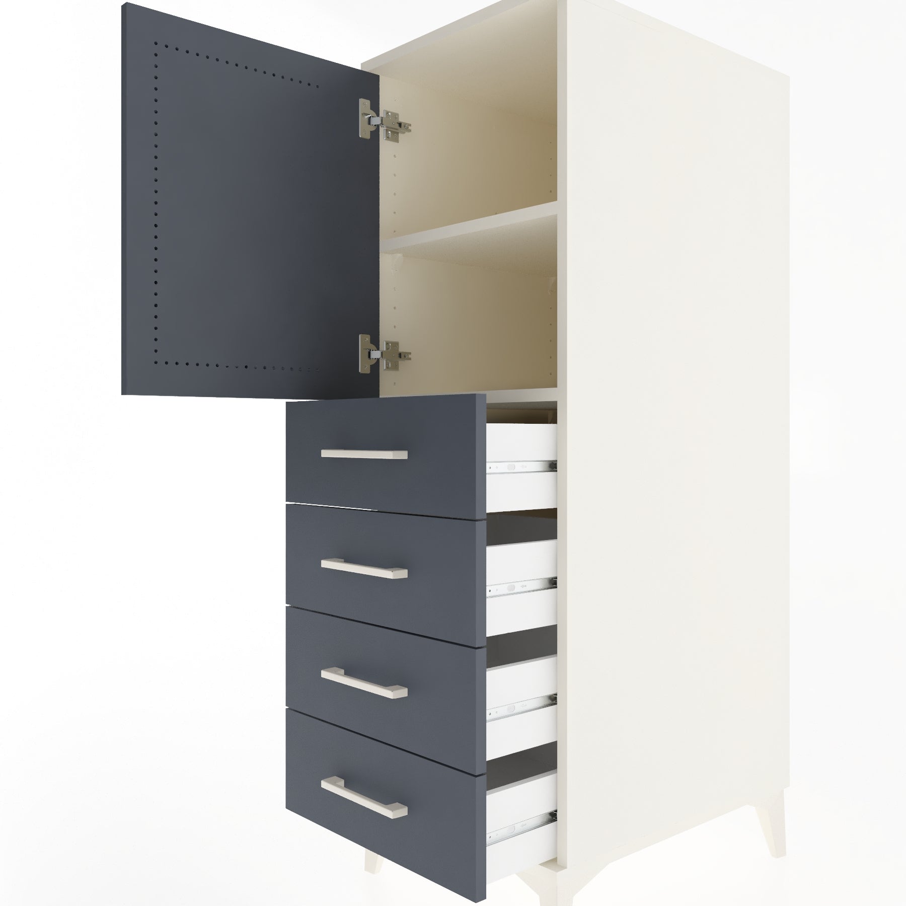 Woodntry Modular Cabinet Moonstone 44x59x122 cm with Doors and Drawers KC53-1