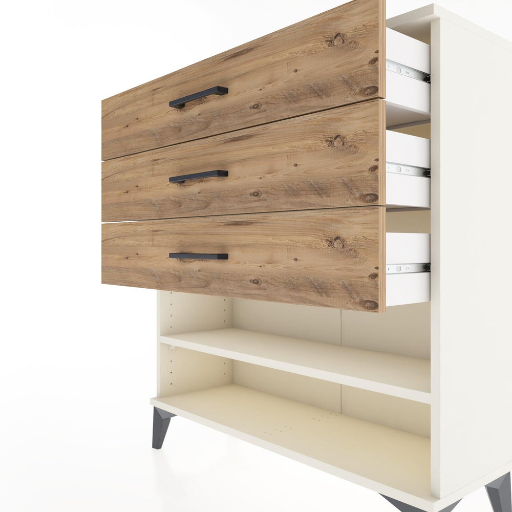 Woodntry Modular Dresser Moonstone 88x30x84 cm with Drawers and Shelves CR3-1 