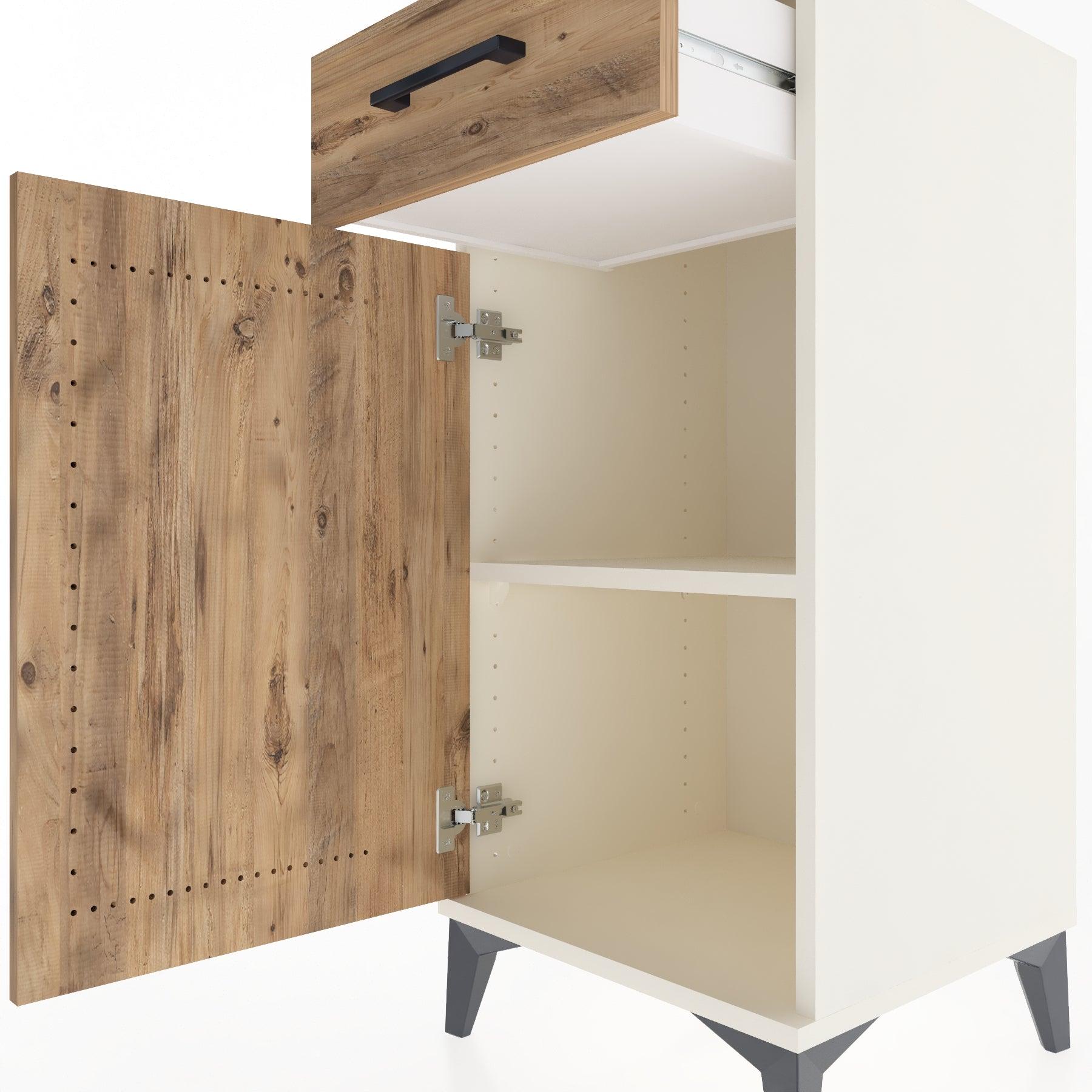 Woodntry Modular Nightstand Moonstone 44x44x84 cm with Cover and Drawer KC25-1