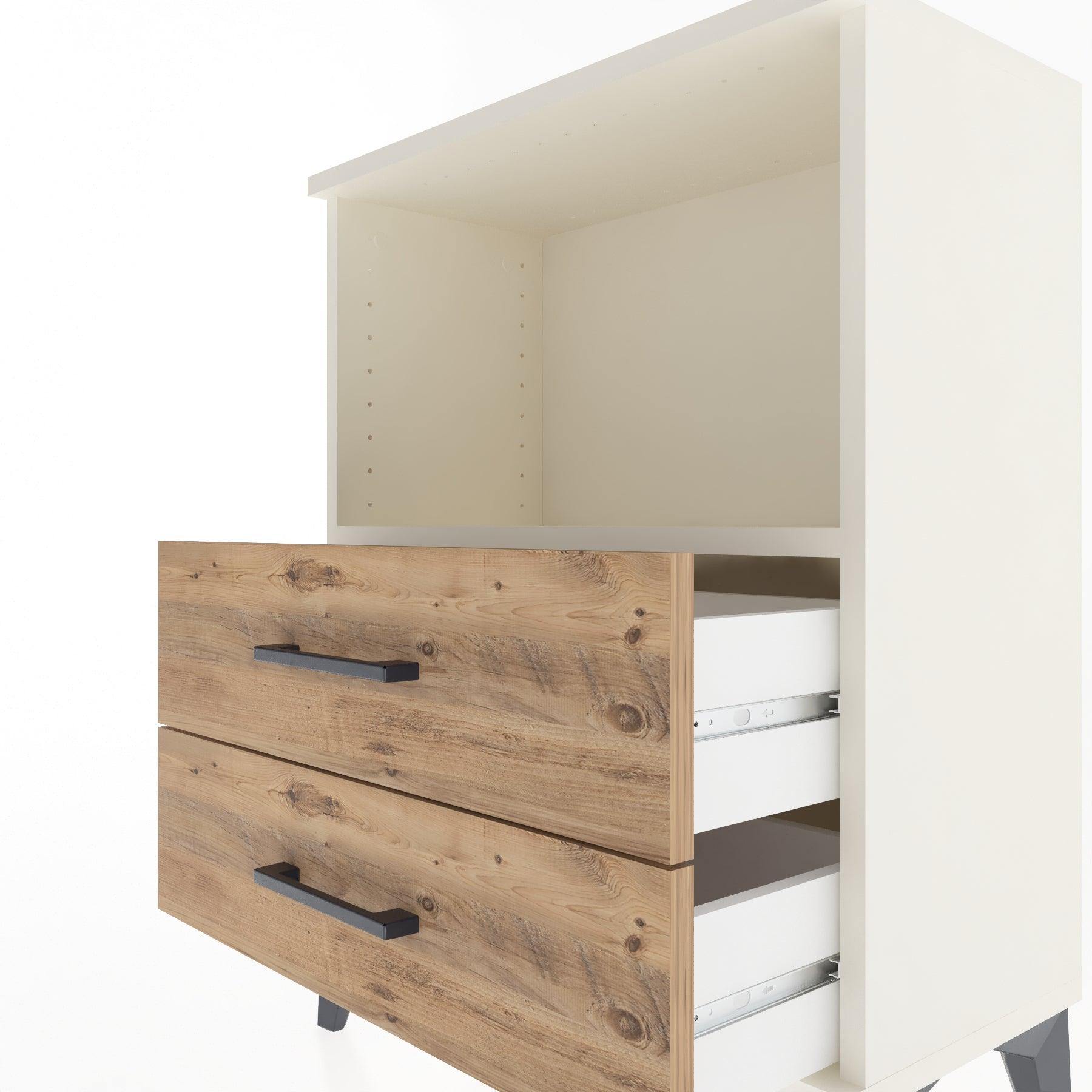 Woodntry Modular Nightstand Moonstone 60x30x68 cm with Drawer and Shelf CR3-1