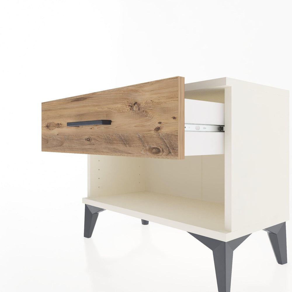 Woodntry Modular Nightstand Moonstone 60x30x36 cm with Drawer and Shelf CR3-1