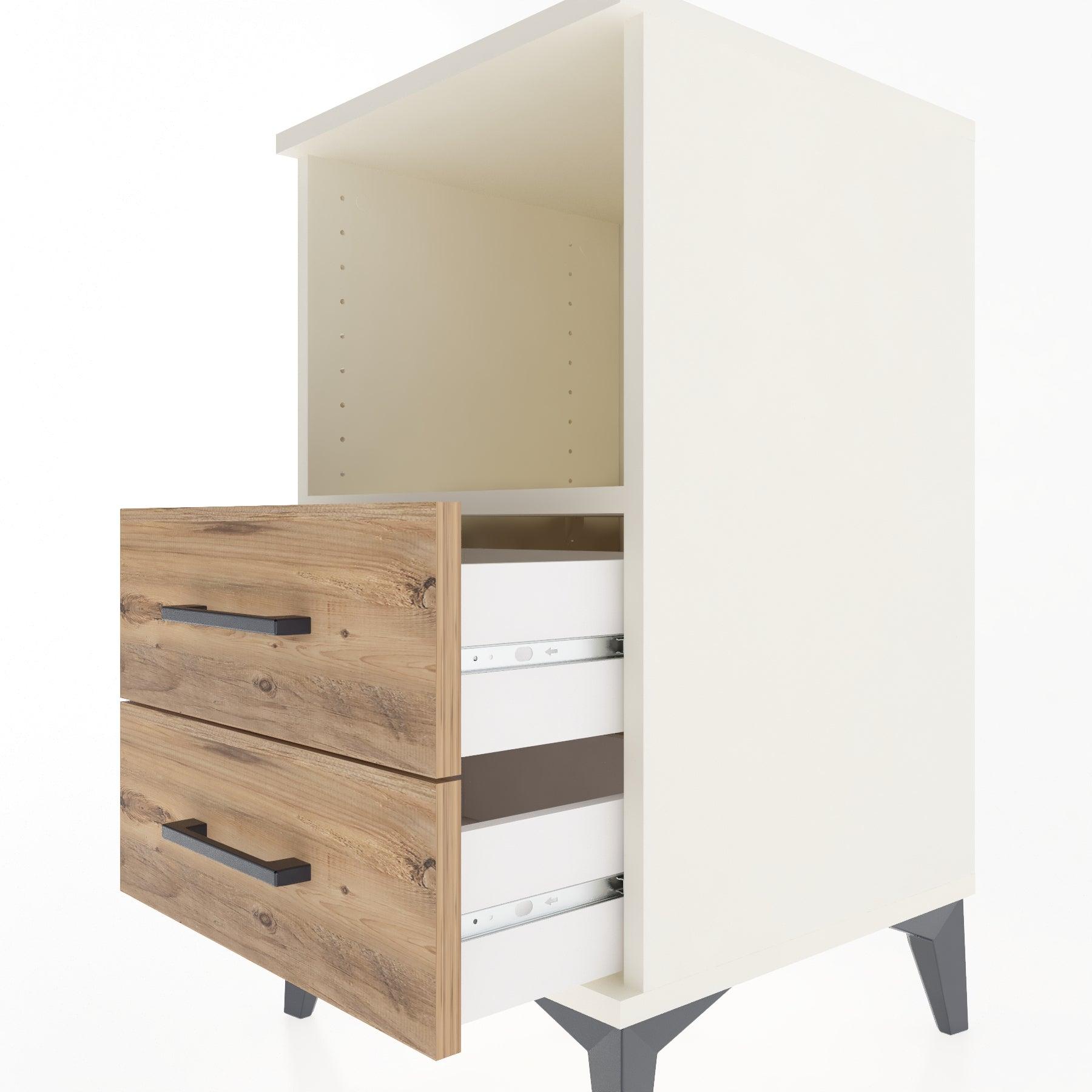 Woodntry Modular Nightstand Moonstone 44x44x68 cm with Drawer and Shelf CR3-1