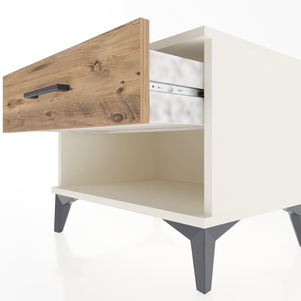 Woodntry Modular Nightstand Moonstone 60x44x68 cm with Drawer and Shelf CR3-1
