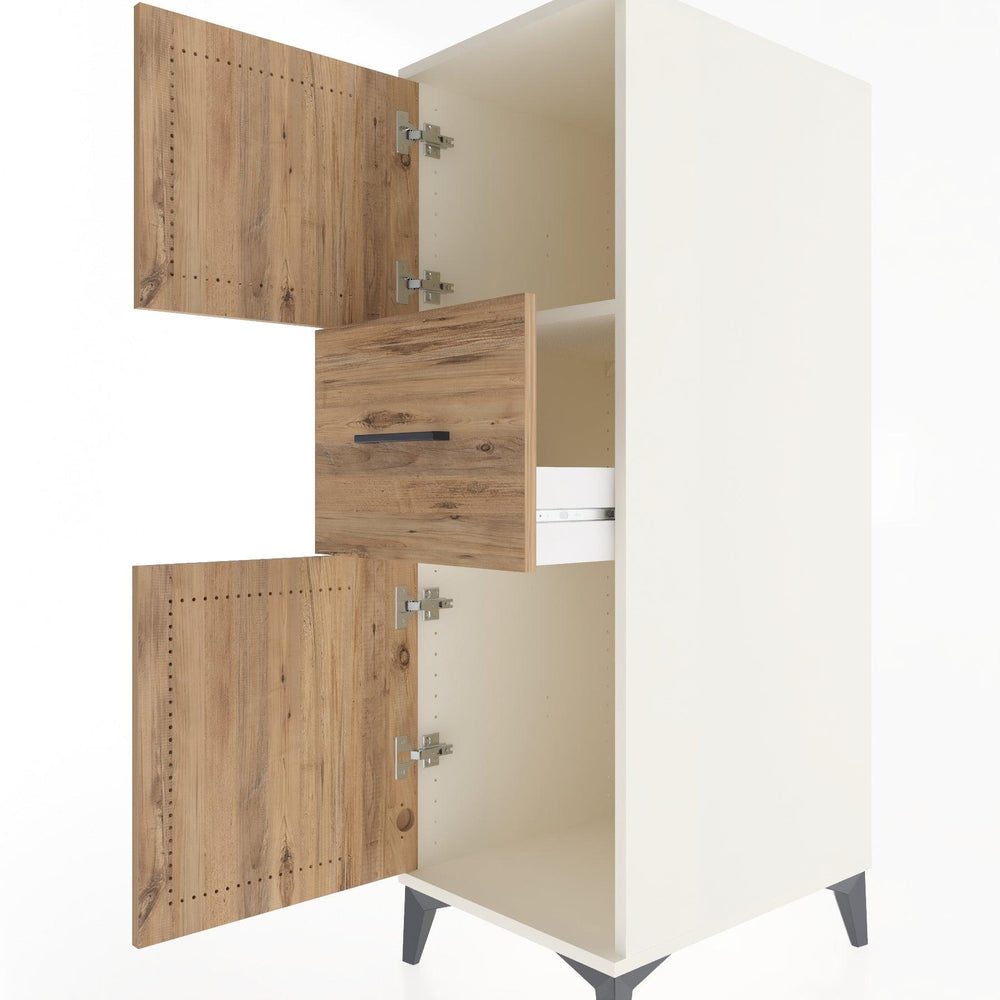 Woodntry Modüler Dolap Aytaşı 44x59x122 cm Kapaklı ve Çekmeceli KC3-1