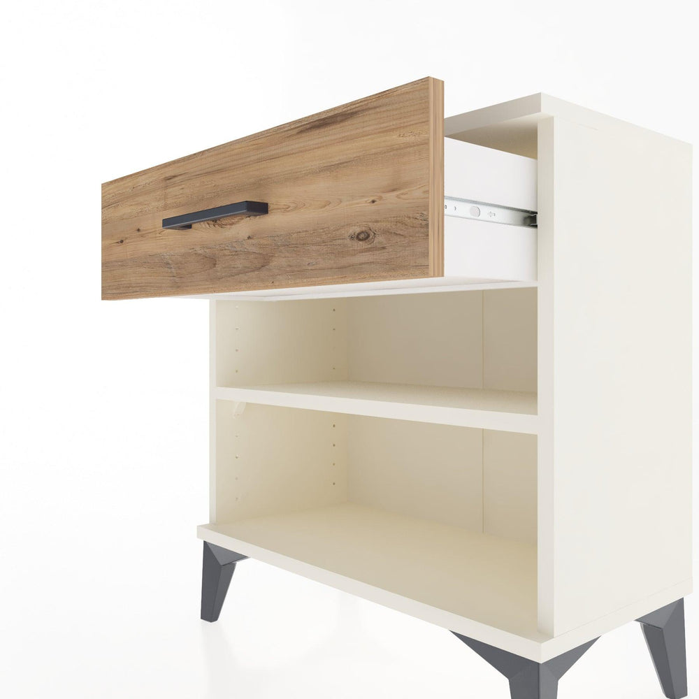 Woodntry Modular Nightstand Moonstone 60x30x52 cm with Drawer and Shelf CR3-1