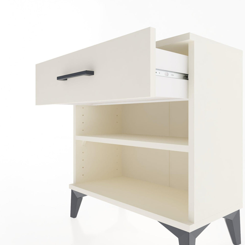 Woodntry Modular Nightstand Moonstone 60x30x52 cm with Drawer and Shelf CR3-1
