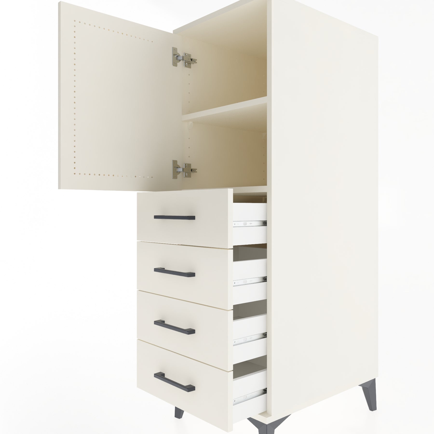 Woodntry Modular Cabinet Moonstone 44x59x122 cm with Doors and Drawers KC53-1