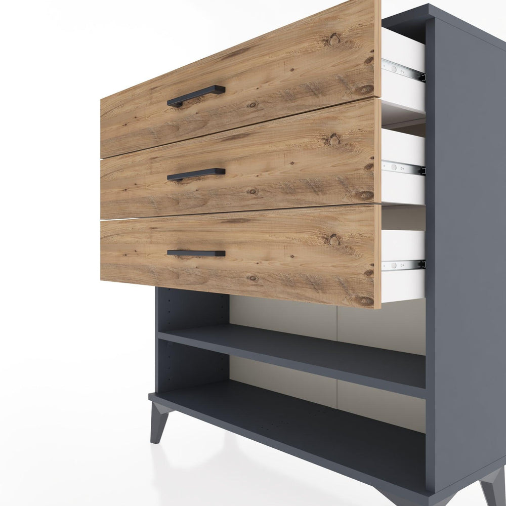 Woodntry Modular Dresser Anthracite 88x30x84 cm with Drawers and Shelves CR3-2