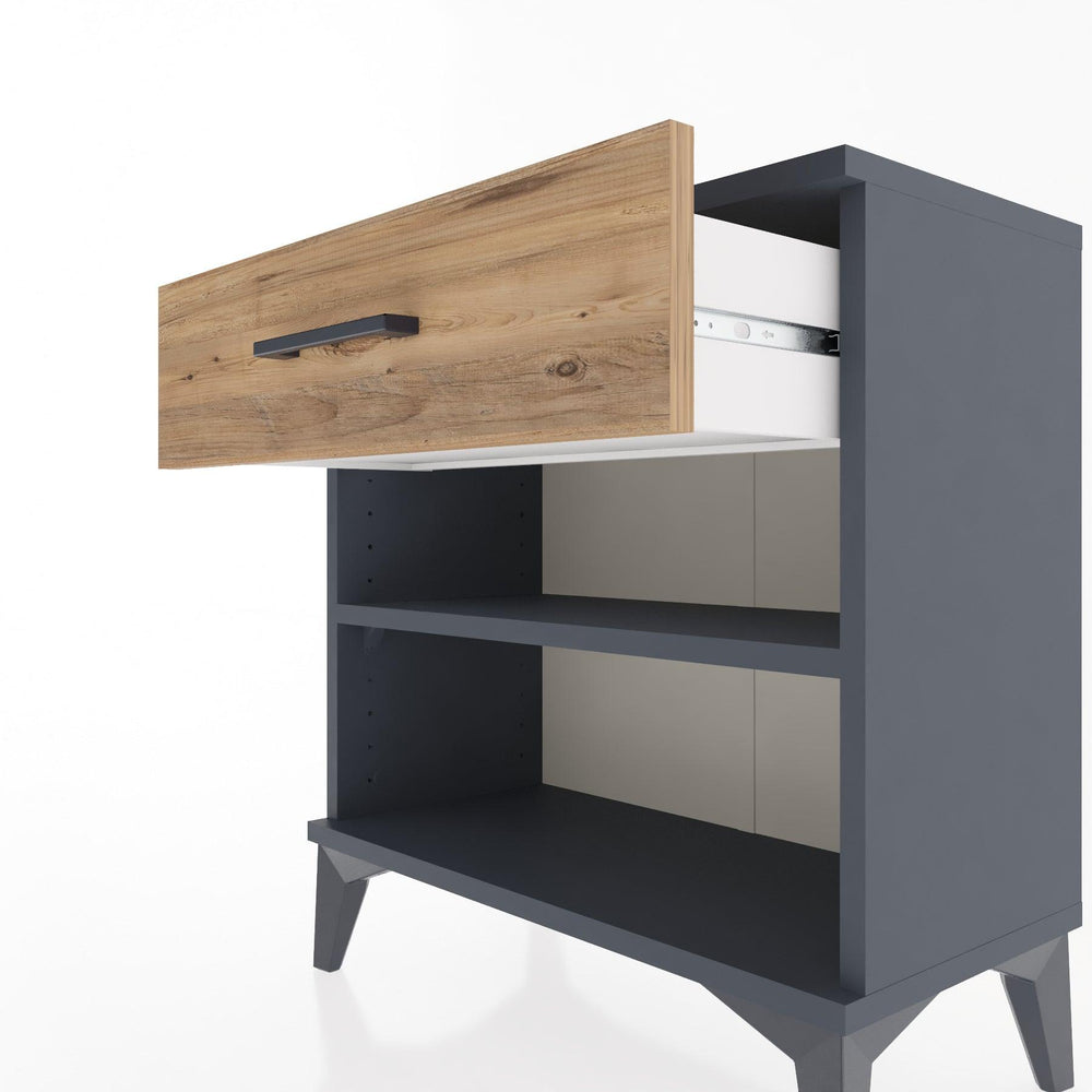Woodntry Modular Nightstand Anthracite 60x30x52 cm with Drawers and Shelves CR3-2