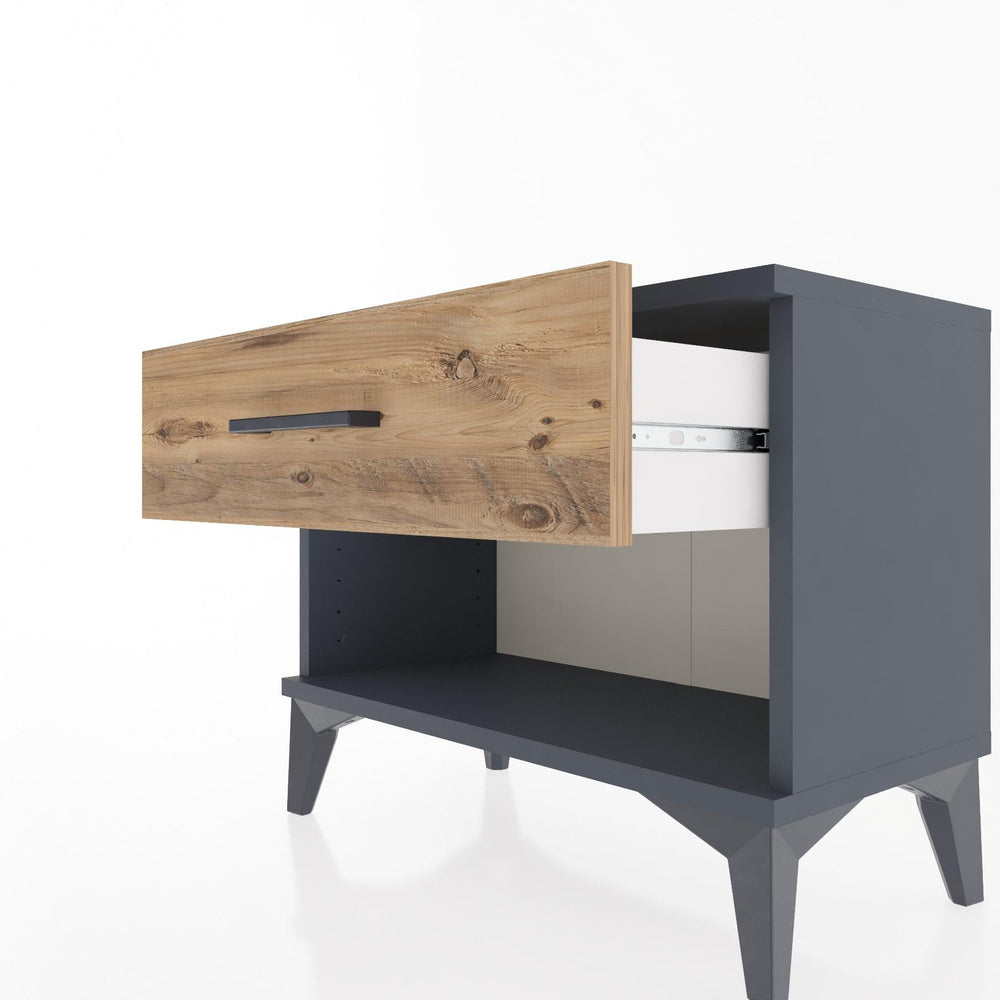 Woodntry Modular Nightstand Anthracite 60x30x36 cm with Drawers and Shelves CR3-2