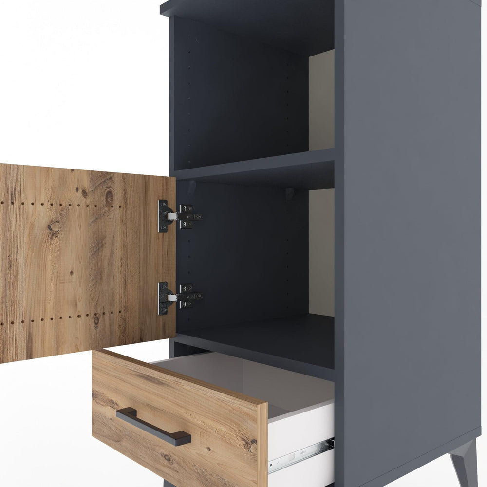 Woodntry Modüler Komodin Antrasit 44x44x84 cm Fonksiyonel F47-2