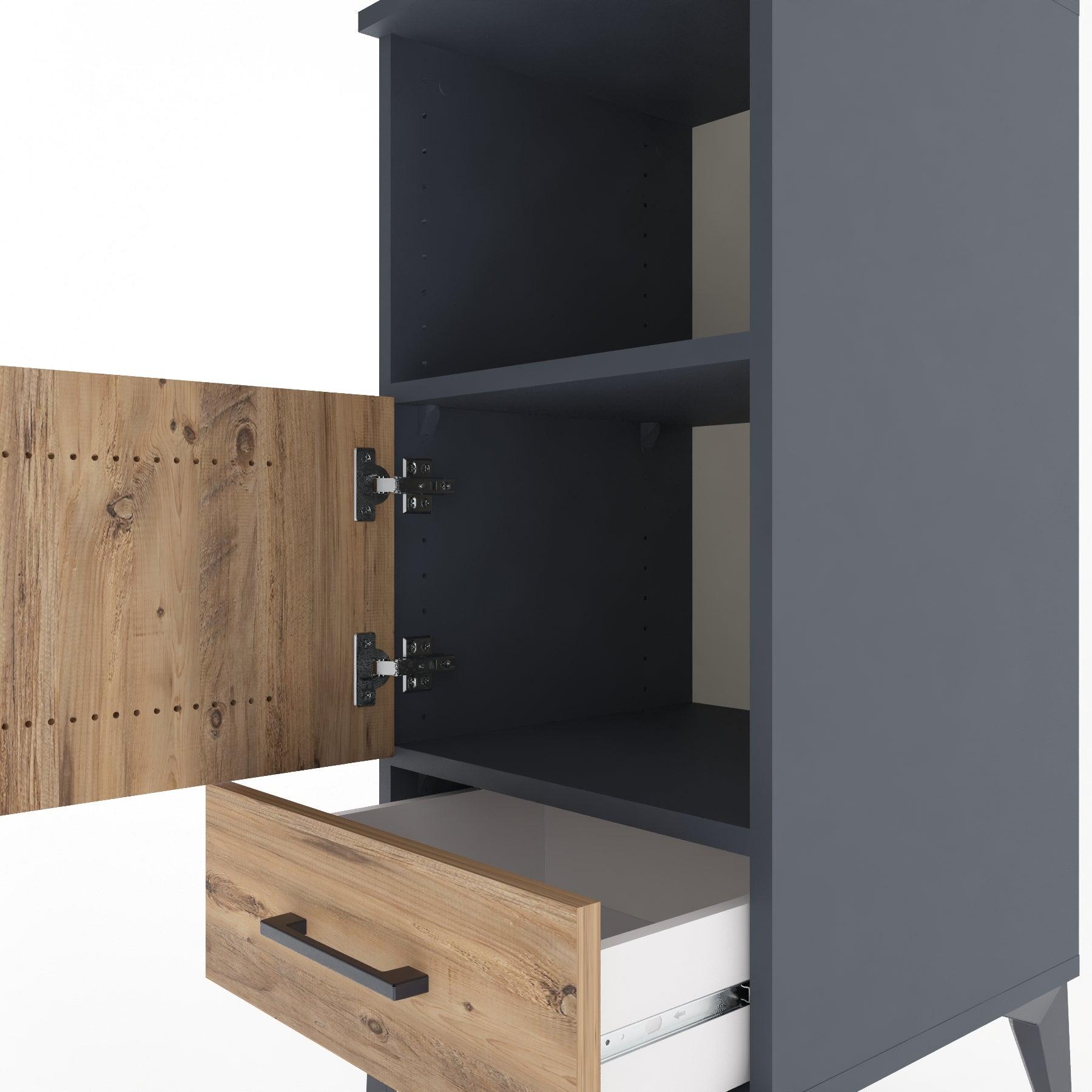 Woodntry Modular Nightstand Anthracite 44x44x84 cm Functional F47-2