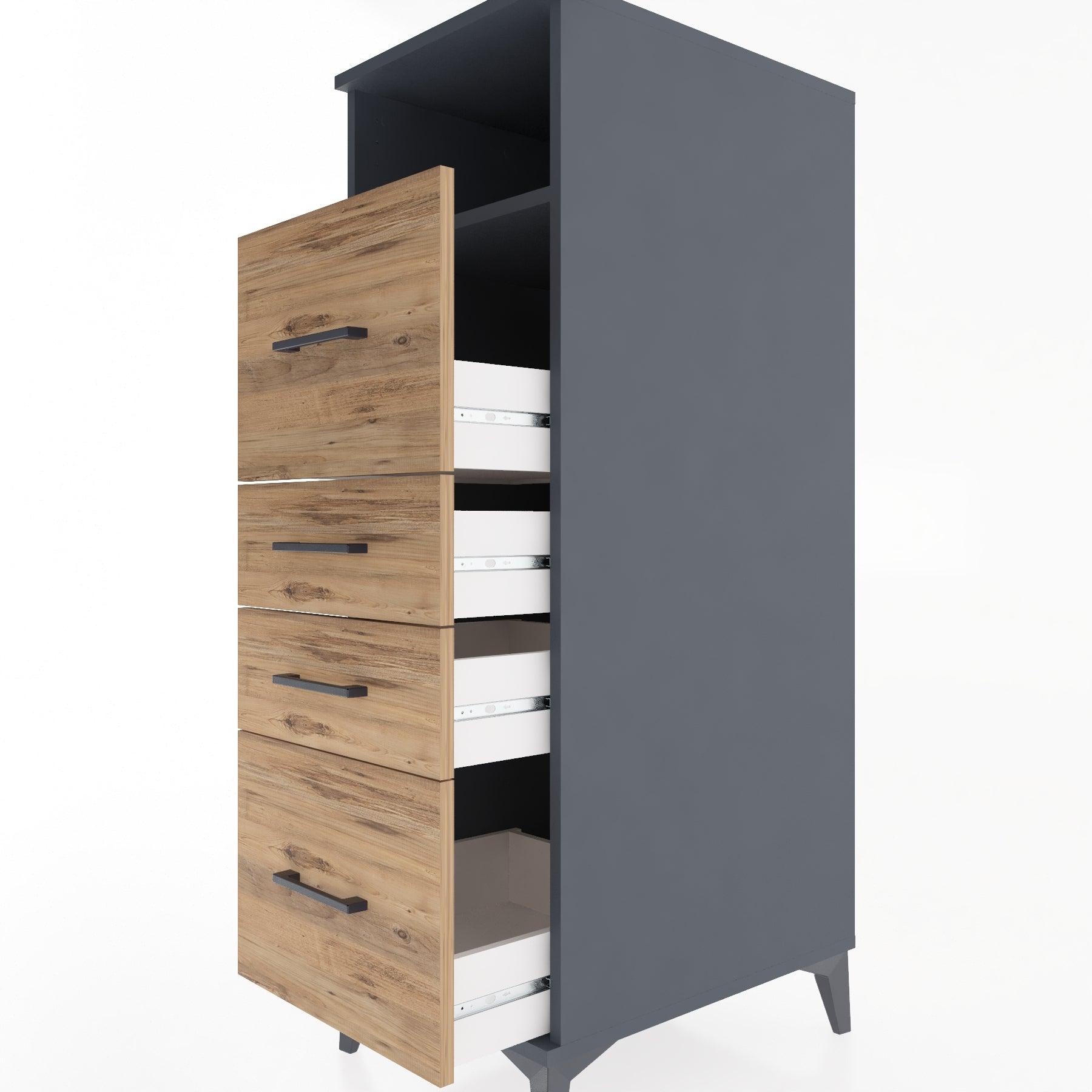 Woodntry Modular Cabinet Anthracite 44x30x122 cm with Drawers and Shelves CR103-2