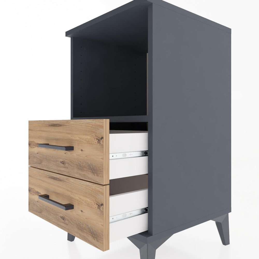 Woodntry Modular Nightstand Anthracite 44x44x68 cm with Drawers and Shelves CR3-2