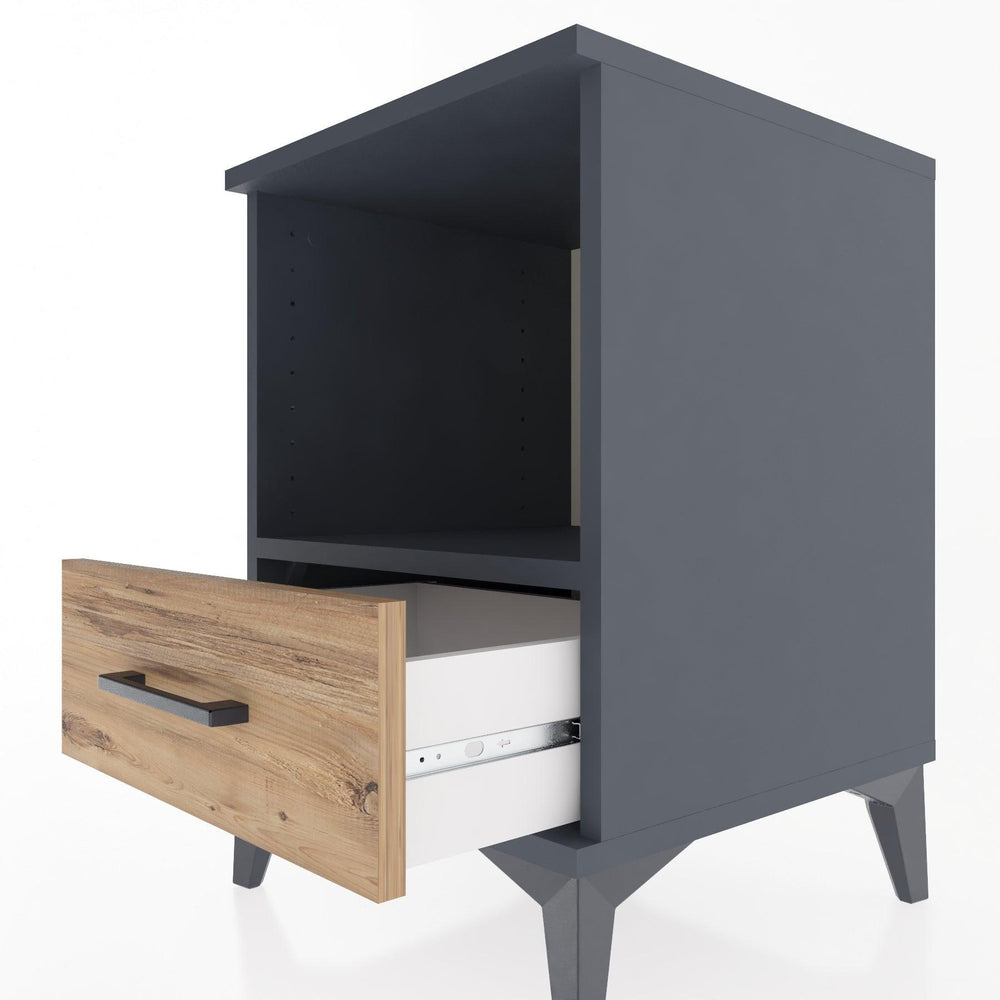 Woodntry Modular Nightstand Anthracite 44x44x52 cm with Drawers and Shelves CR3-2