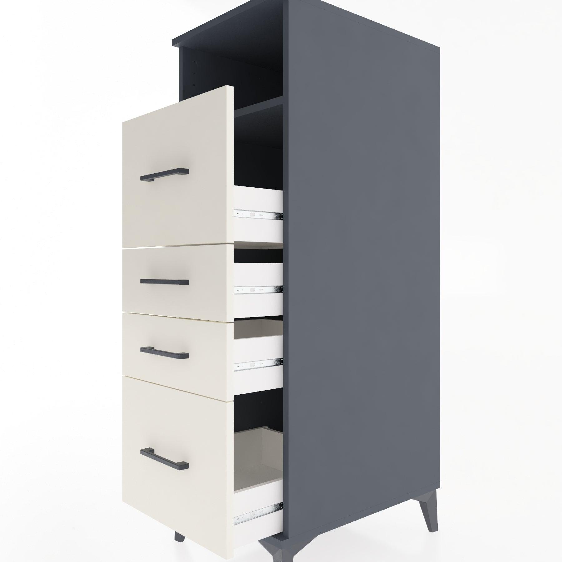 Woodntry Modular Cabinet Anthracite 44x30x122 cm with Drawers and Shelves CR103-2
