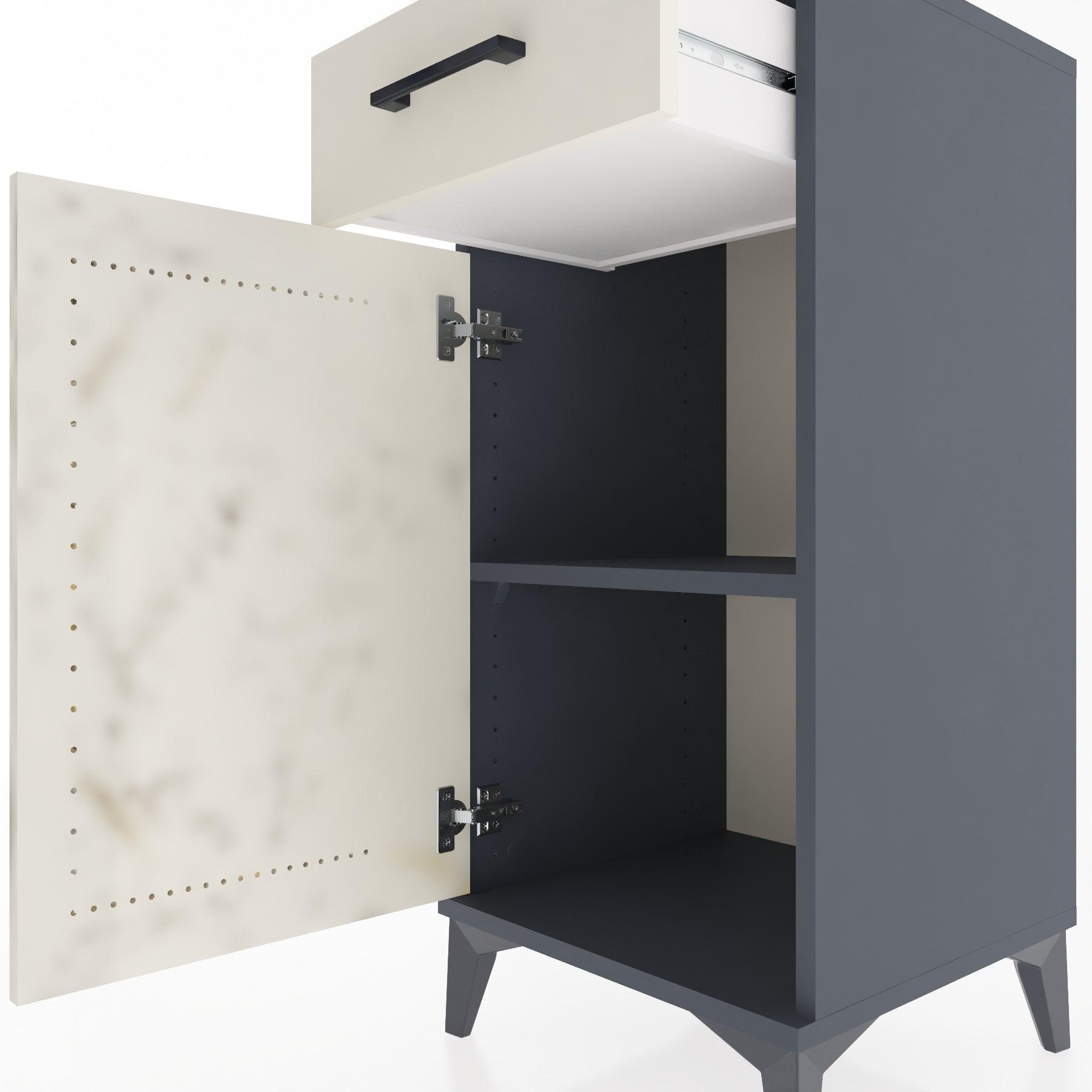Woodntry Modular Nightstand Anthracite 44x44x84 cm with Cover and Drawer KC25-2
