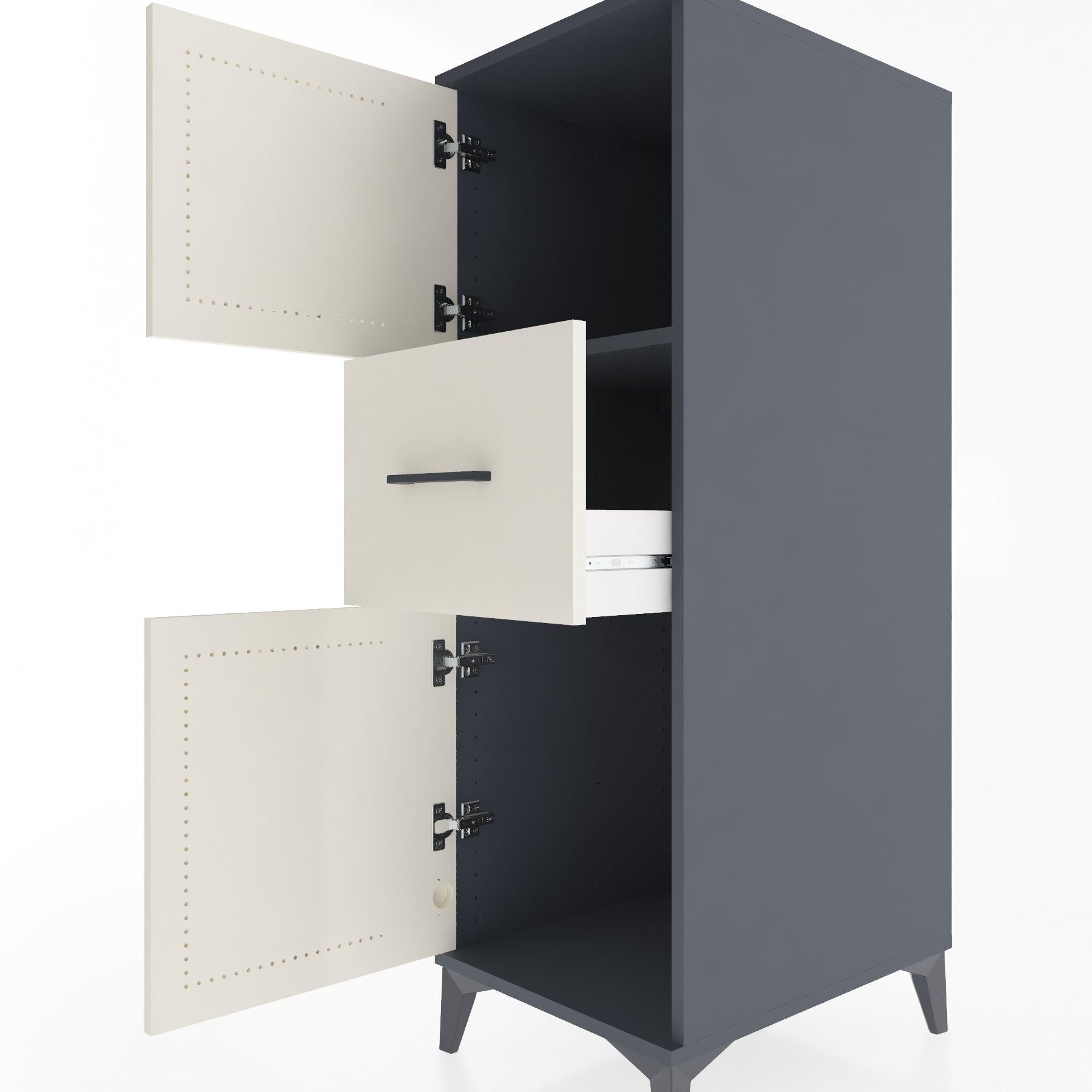 Woodntry Modular Cabinet Anthracite 44x30x122 cm with Doors and Drawers KC3-2