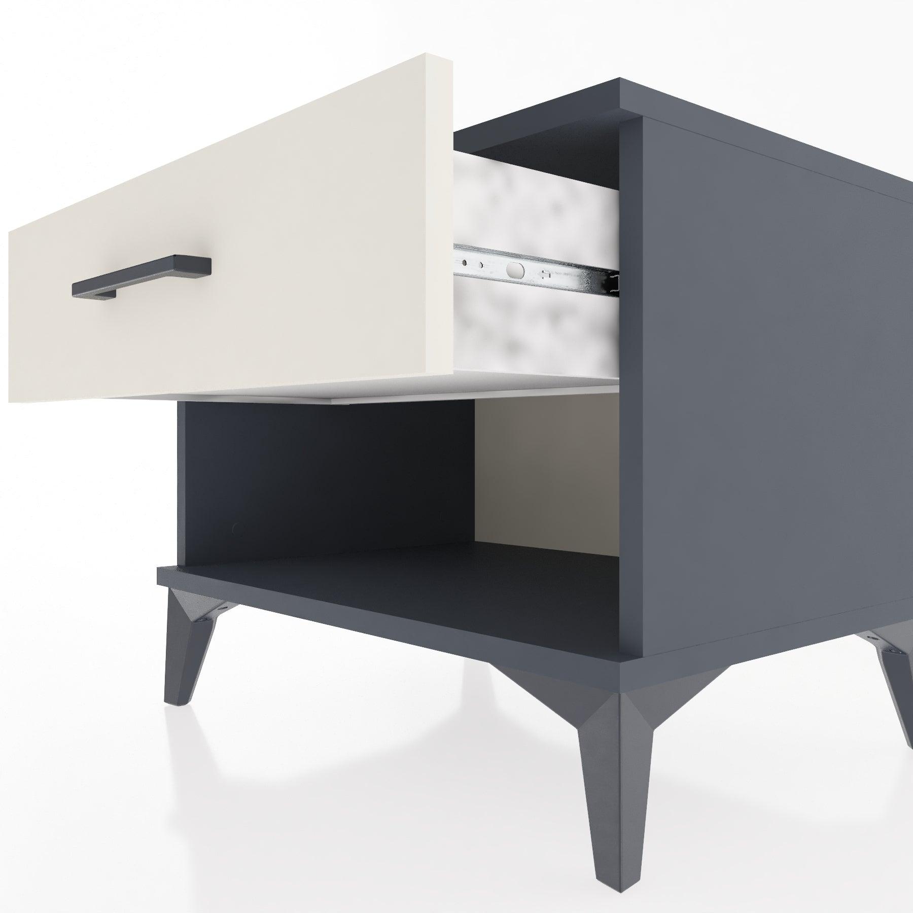 Woodntry Modular Nightstand Anthracite 60x44x68 cm with Drawers and Shelves CR3-2