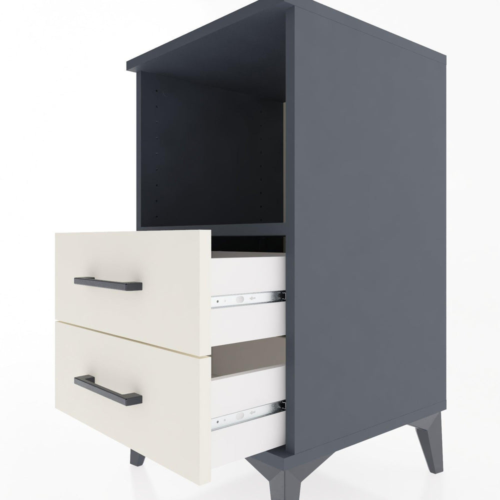 Woodntry Modular Nightstand Anthracite 44x44x68 cm with Drawers and Shelves CR3-2
