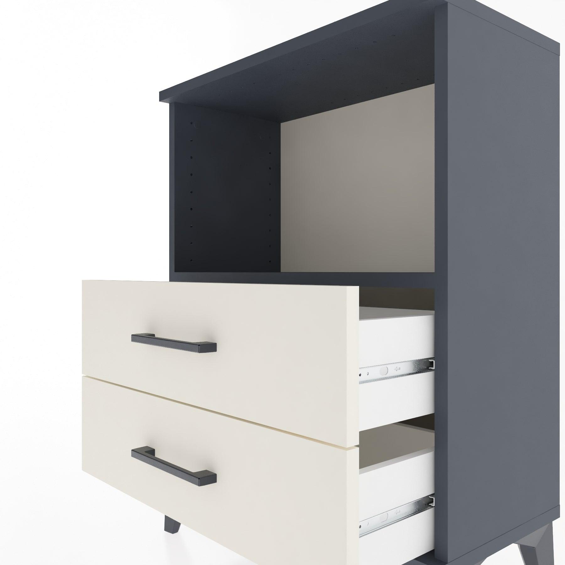 Woodntry Modular Nightstand Anthracite 60x30x68 cm with Drawers and Shelves CR3-2
