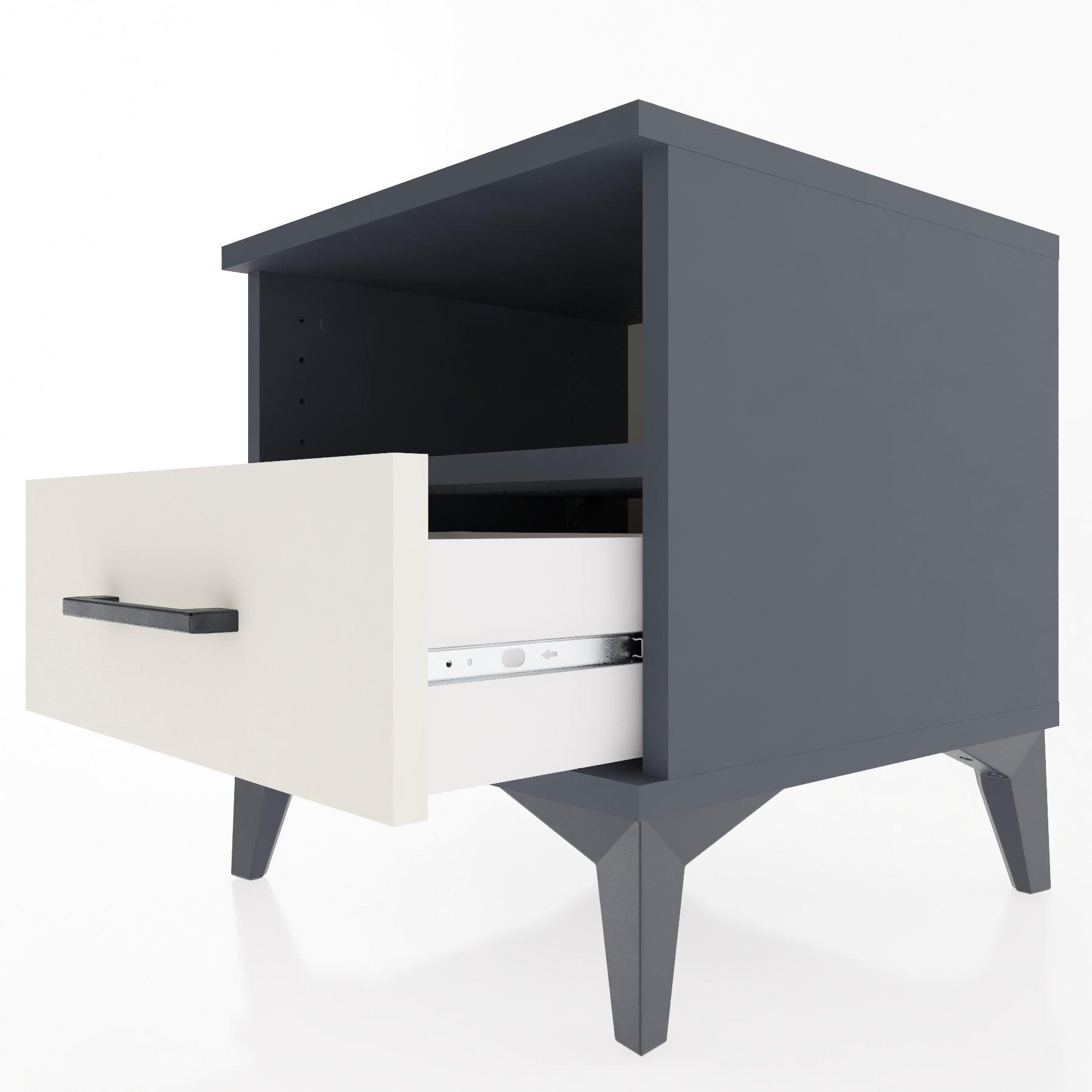 Woodntry Modular Nightstand Anthracite 44x44x36 cm with Drawers and Shelves CR3-2