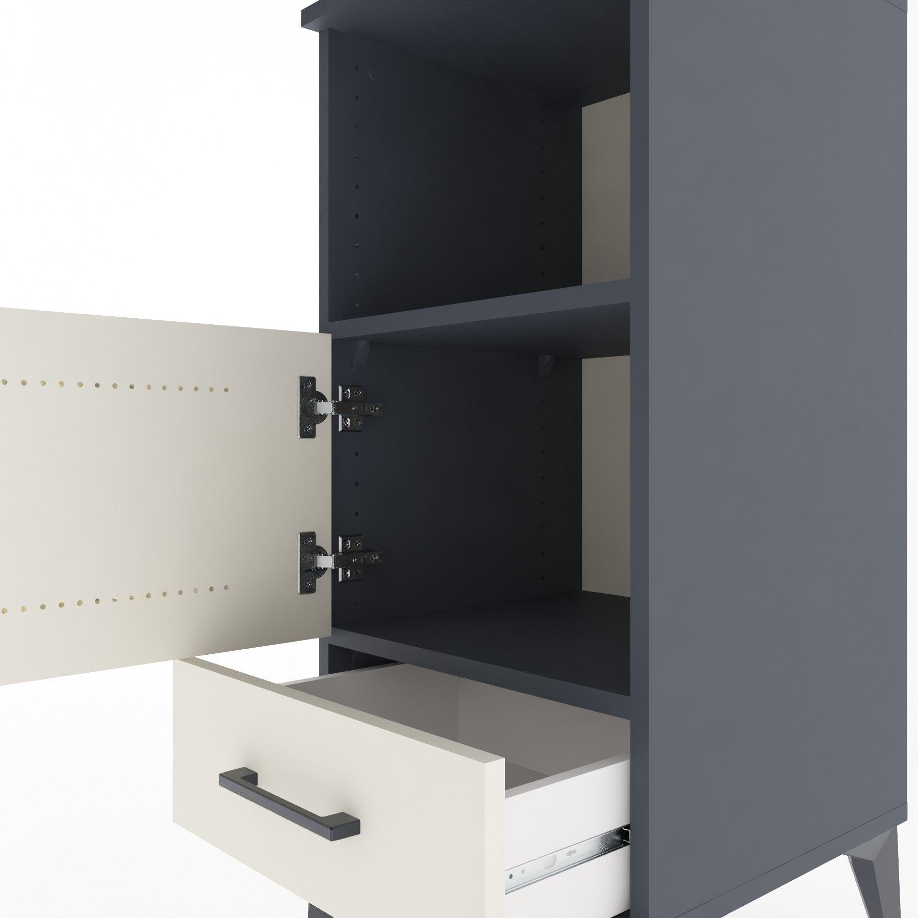 Woodntry Modular Nightstand Anthracite 44x44x84 cm Functional F47-2