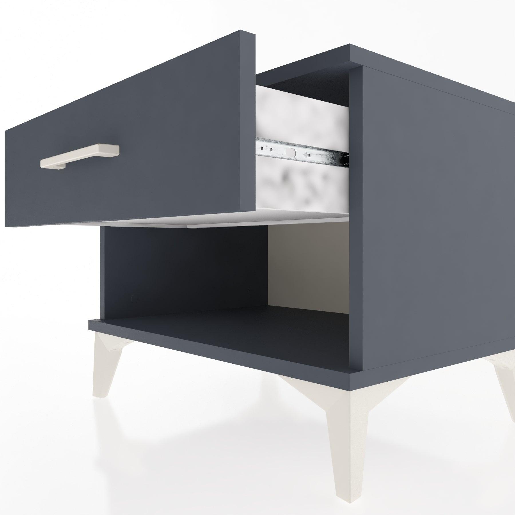 Woodntry Modular Nightstand Anthracite 60x44x68 cm with Drawers and Shelves CR3-2