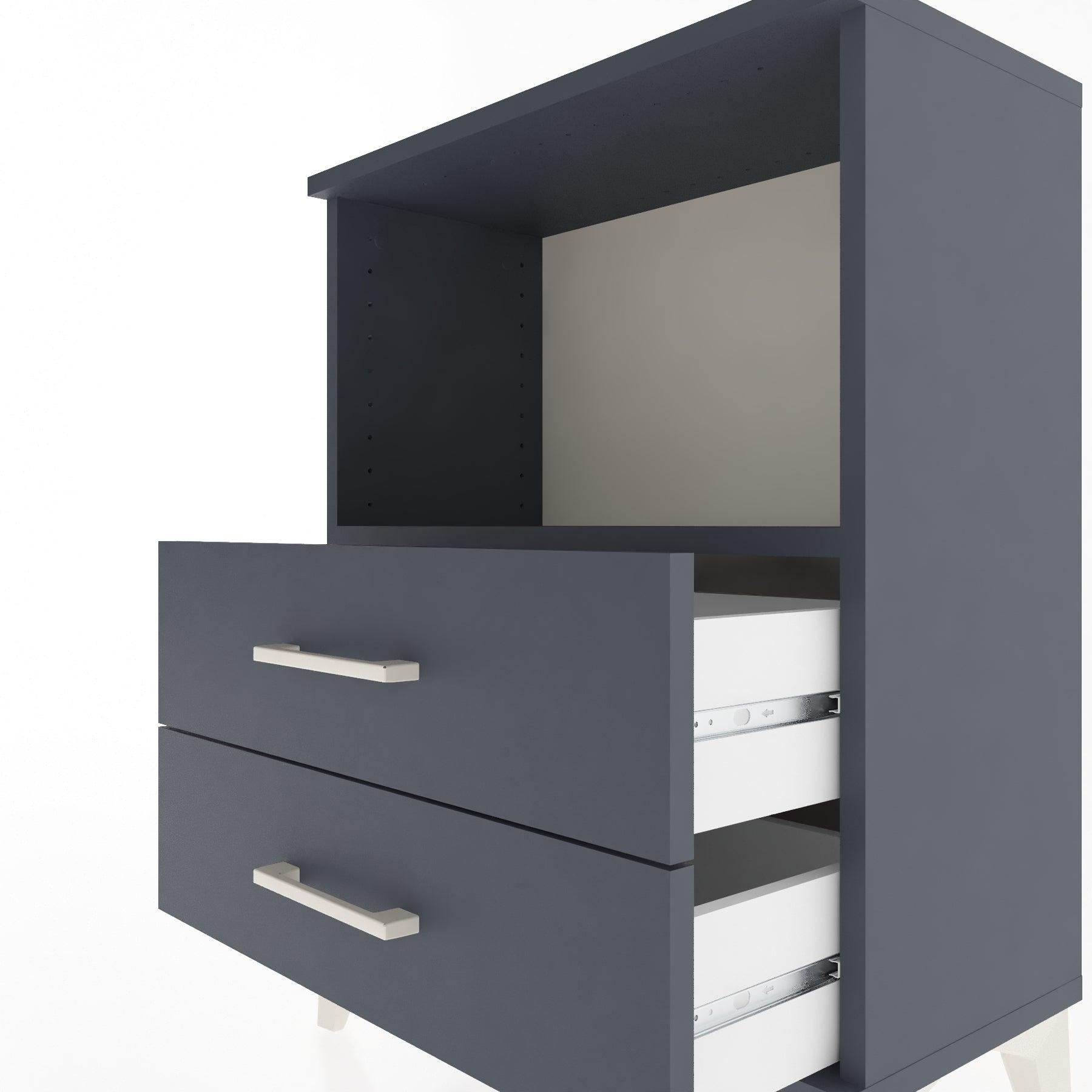 Woodntry Modular Nightstand Anthracite 60x30x68 cm with Drawers and Shelves CR3-2