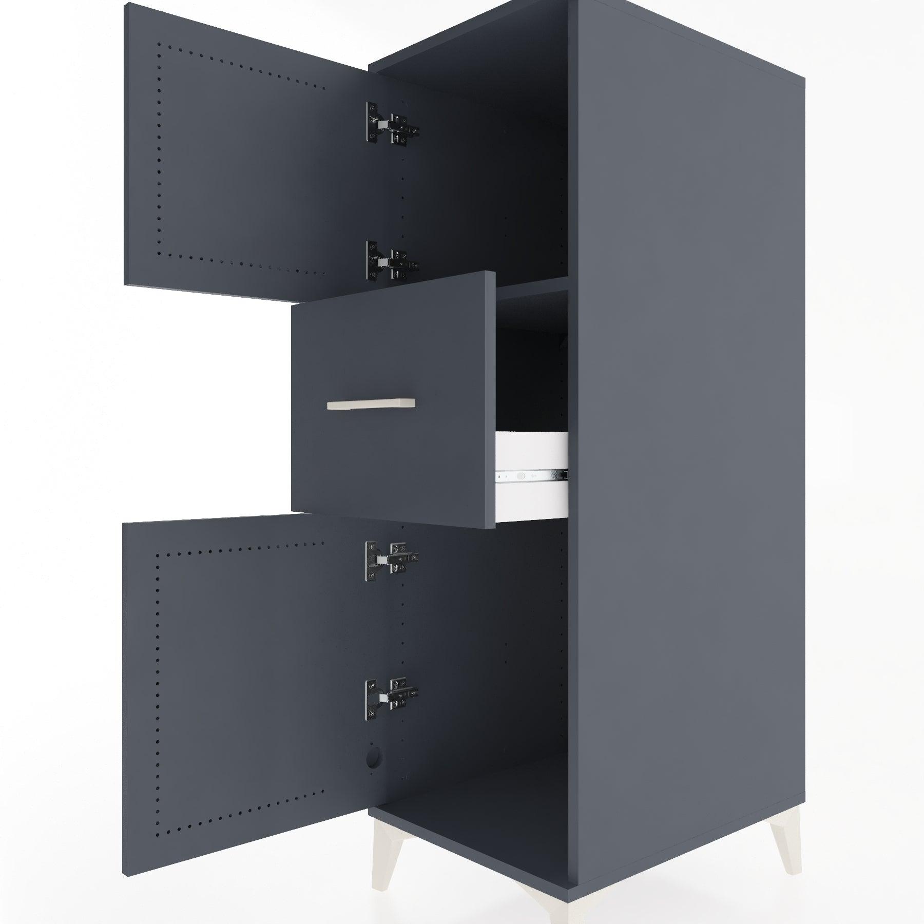 Woodntry Modular Cabinet Anthracite 44x30x122 cm with Doors and Drawers KC3-2