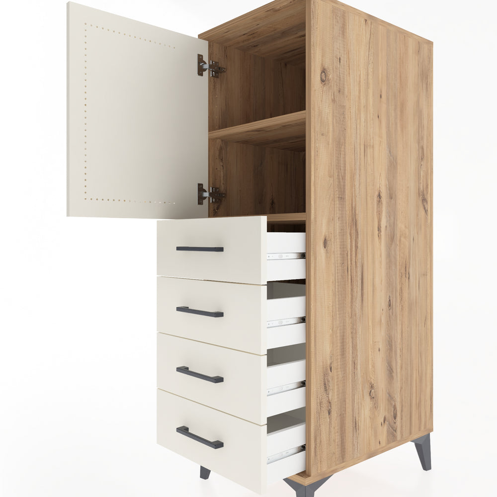 Woodntry Modular Cabinet Pine 44x59x122 cm with Doors and Drawers KC53-3