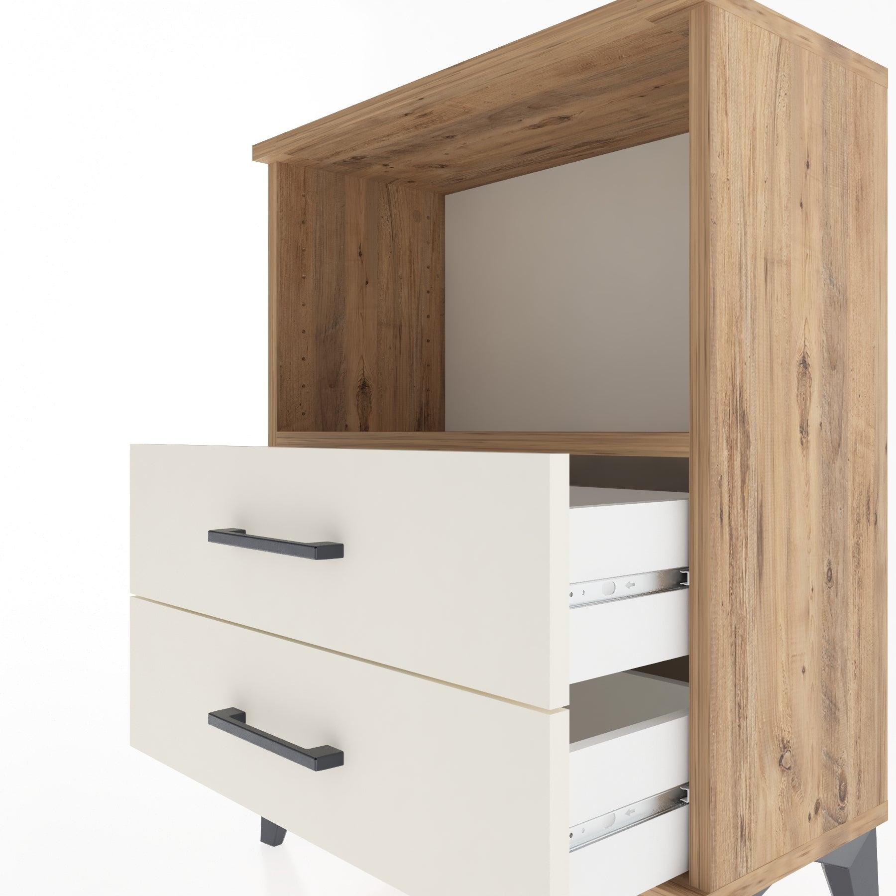 Woodntry Modular Nightstand Pine 60x30x68 cm with Drawers and Shelves CR3-3