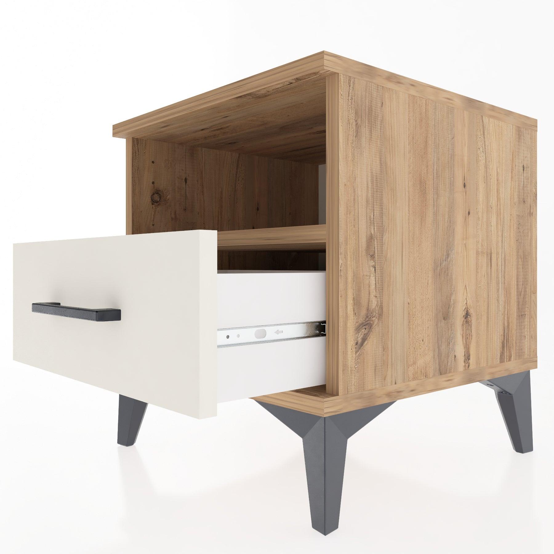 Woodntry Modular Nightstand Pine 44x44x36 cm with Drawers and Shelves CR3-3