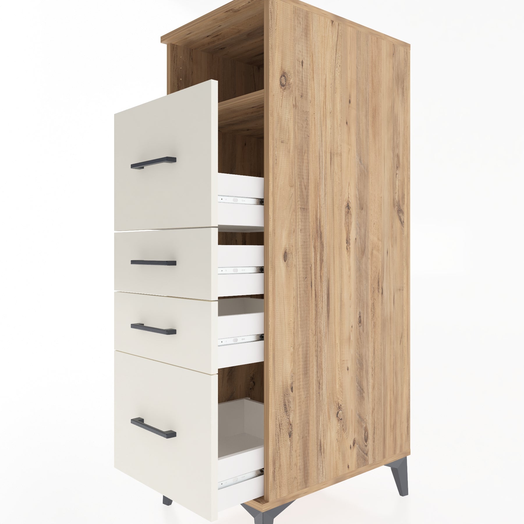Woodntry Modular Cabinet Pine 44x59x122 cm with Drawers and Shelves CR103-3