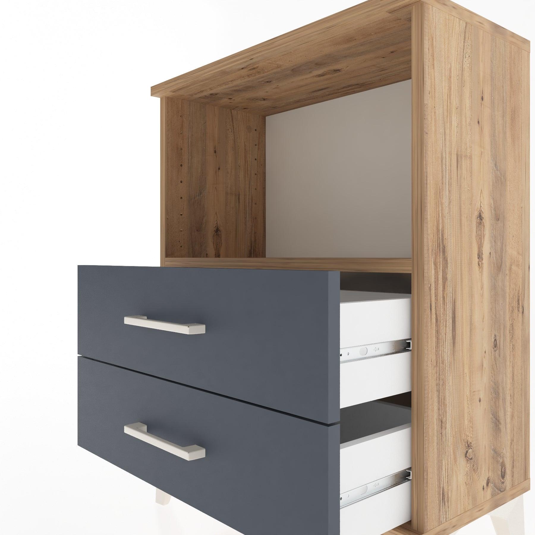 Woodntry Modular Nightstand Pine 60x30x68 cm with Drawers and Shelves CR3-3