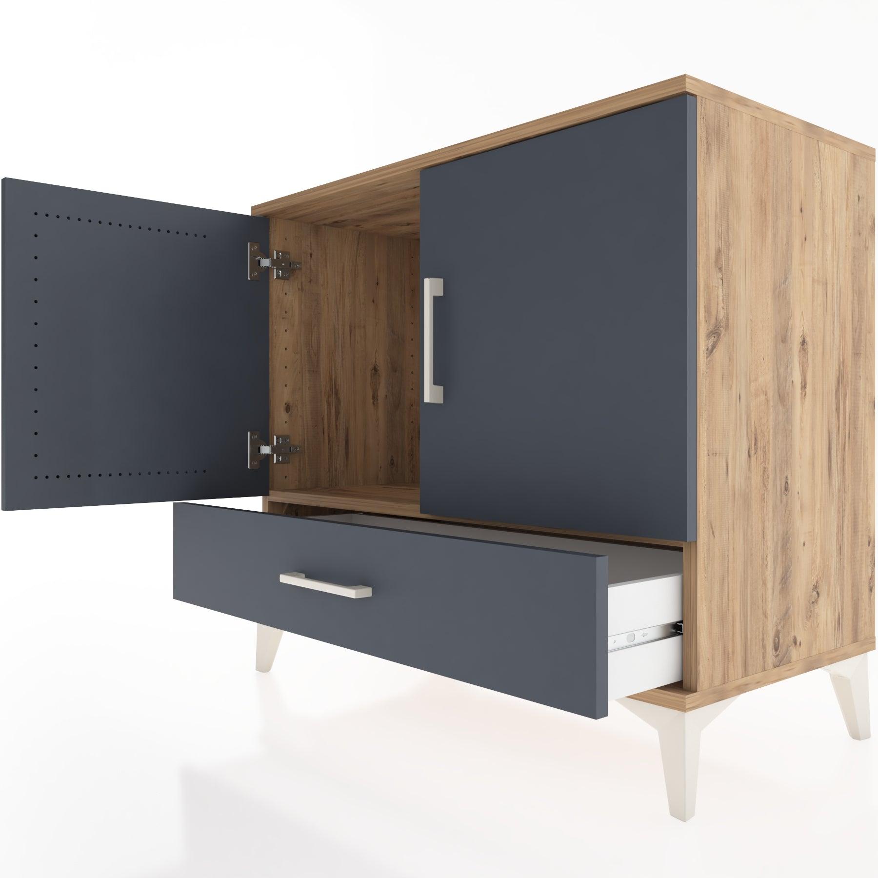 Woodntry Modüler Şifonyer Çam 88x44x68 cm Kapaklı ve Çekmeceli KC3-3