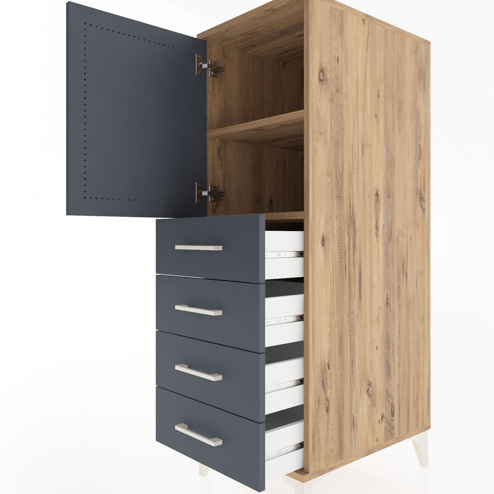 Woodntry Modular Cabinet Pine 44x59x122 cm with Doors and Drawers KC53-3