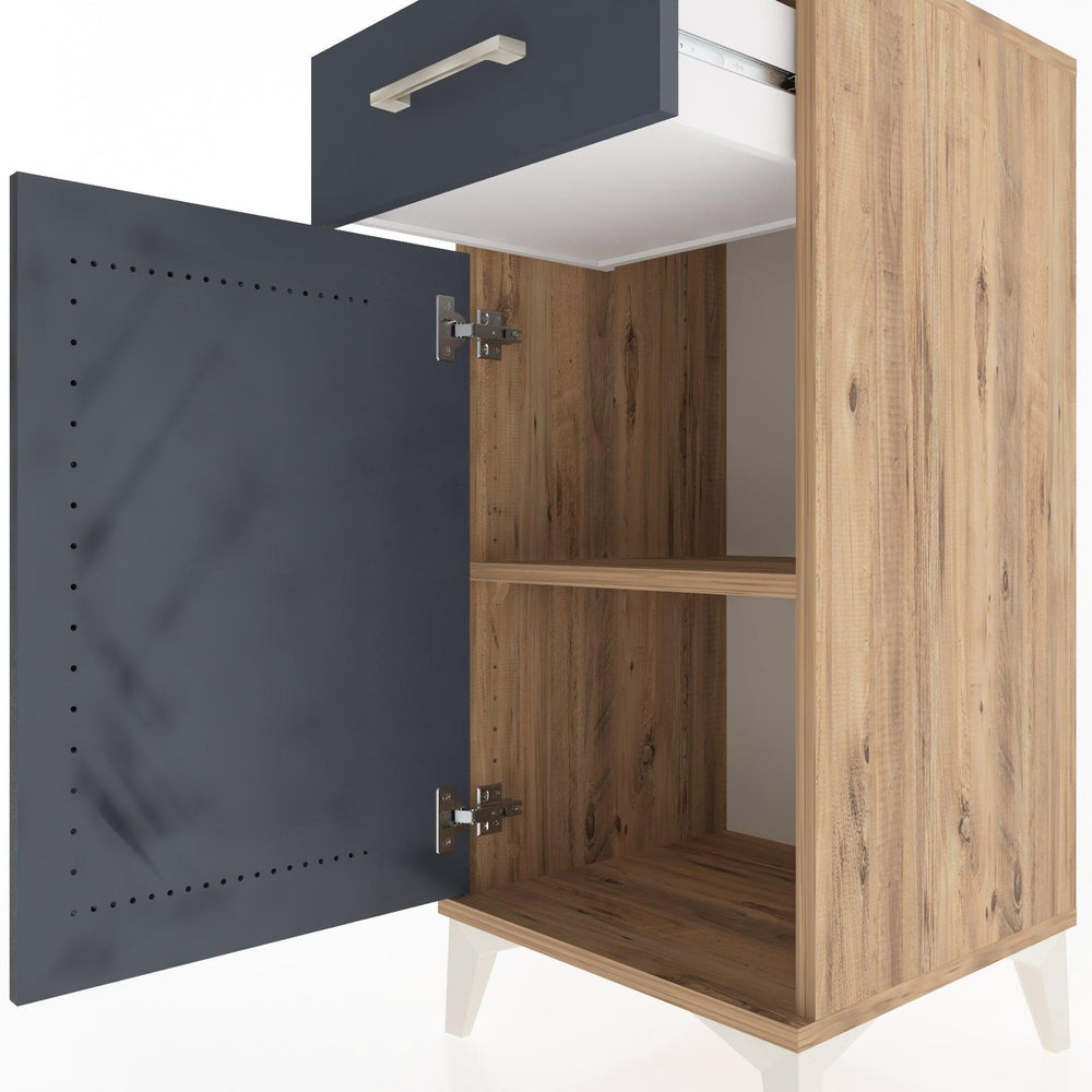 Woodntry Modular Nightstand Pine 44x44x84 cm with Cover and Drawer KC25-3