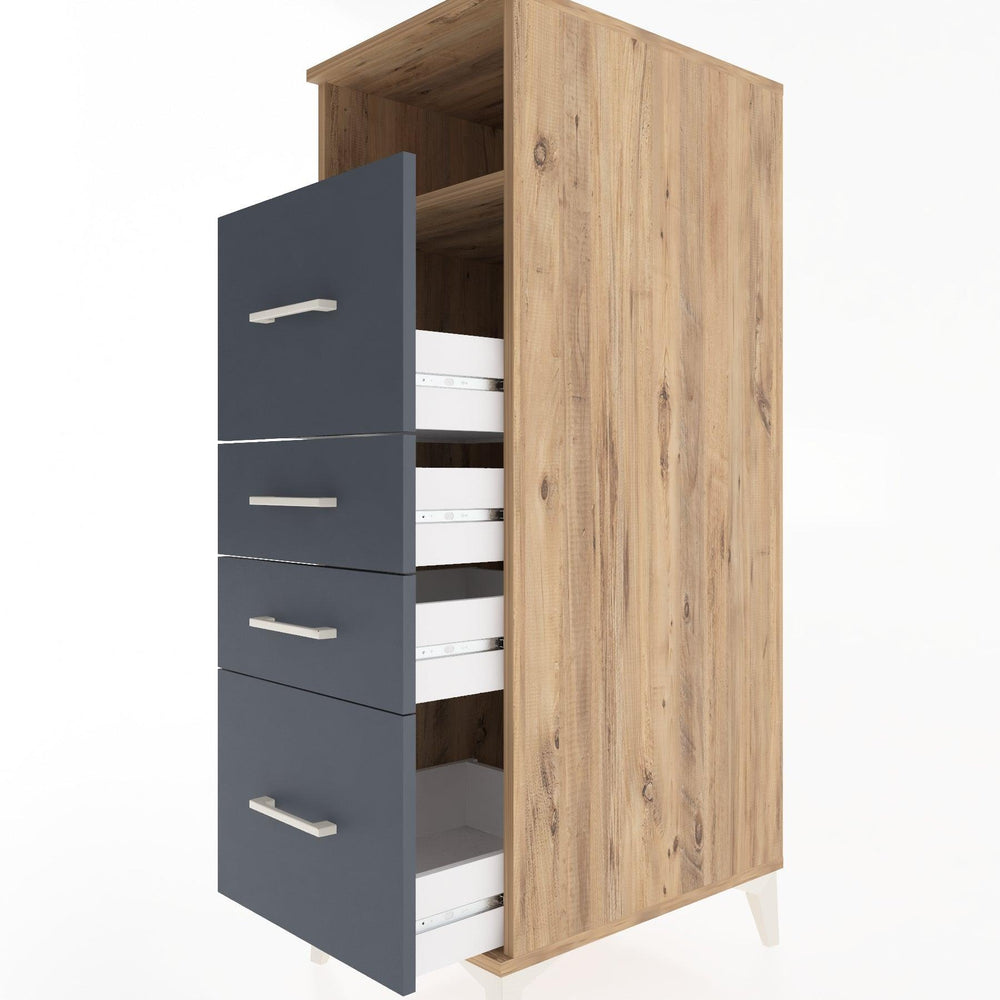 Woodntry Modüler Dolap Çam 44x30x122 cm Çekmeceli ve Raflı CR103-3