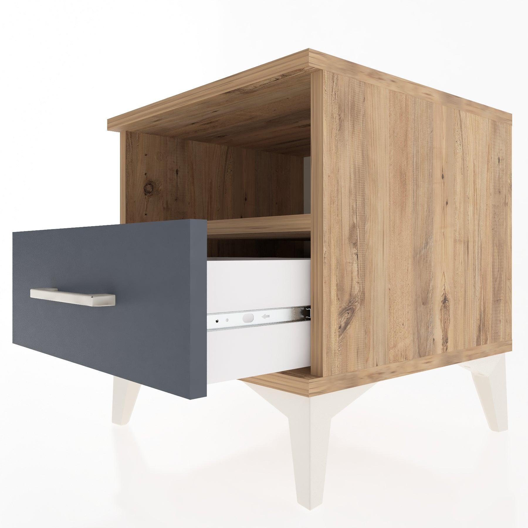 Woodntry Modular Nightstand Pine 44x44x36 cm with Drawers and Shelves CR3-3