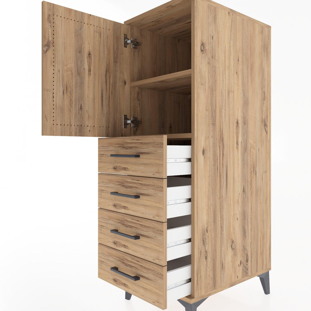 Woodntry Modular Cabinet Pine 44x30x122 cm with Doors and Drawers KC53-3