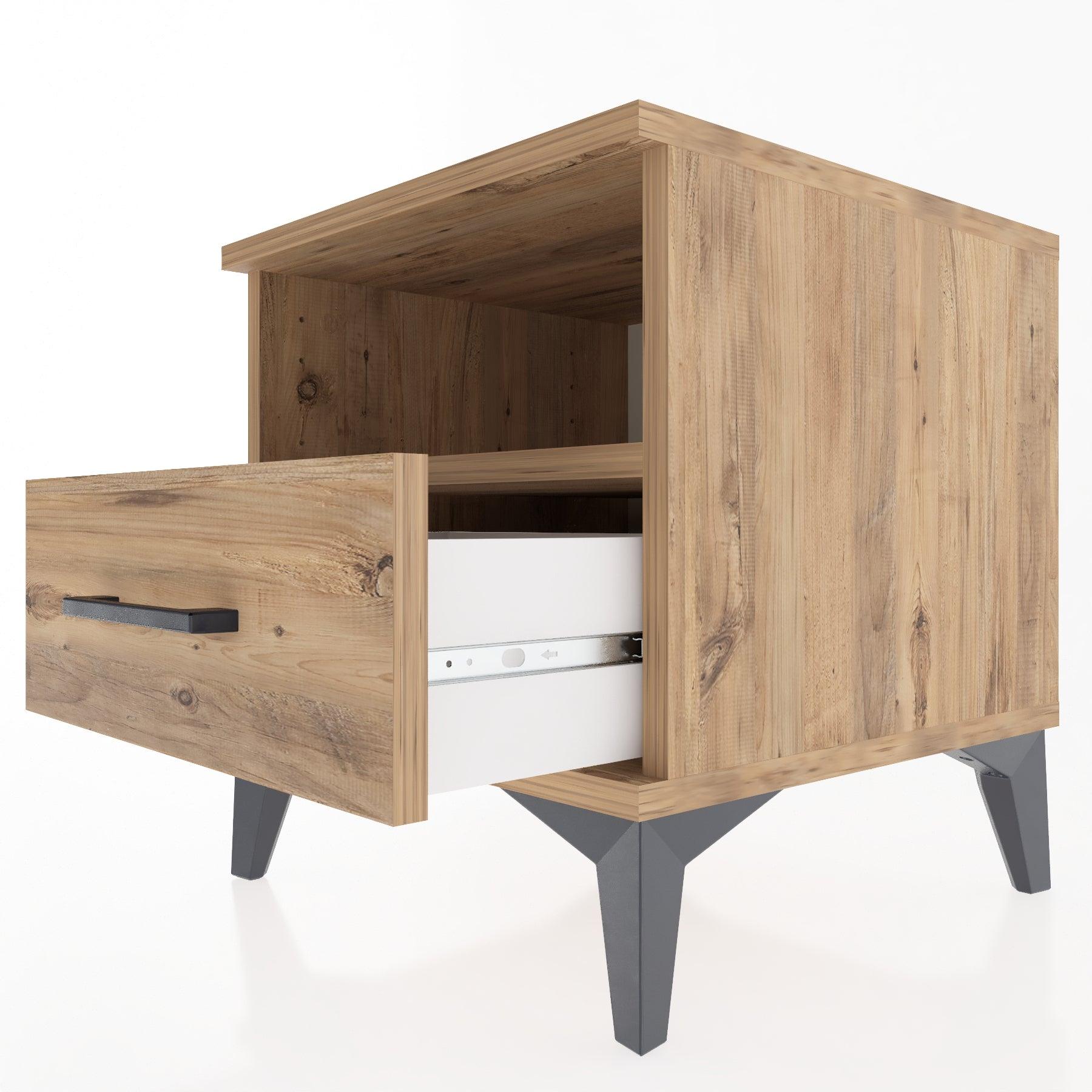 Woodntry Modular Nightstand Pine 44x44x36 cm with Drawers and Shelves CR3-3