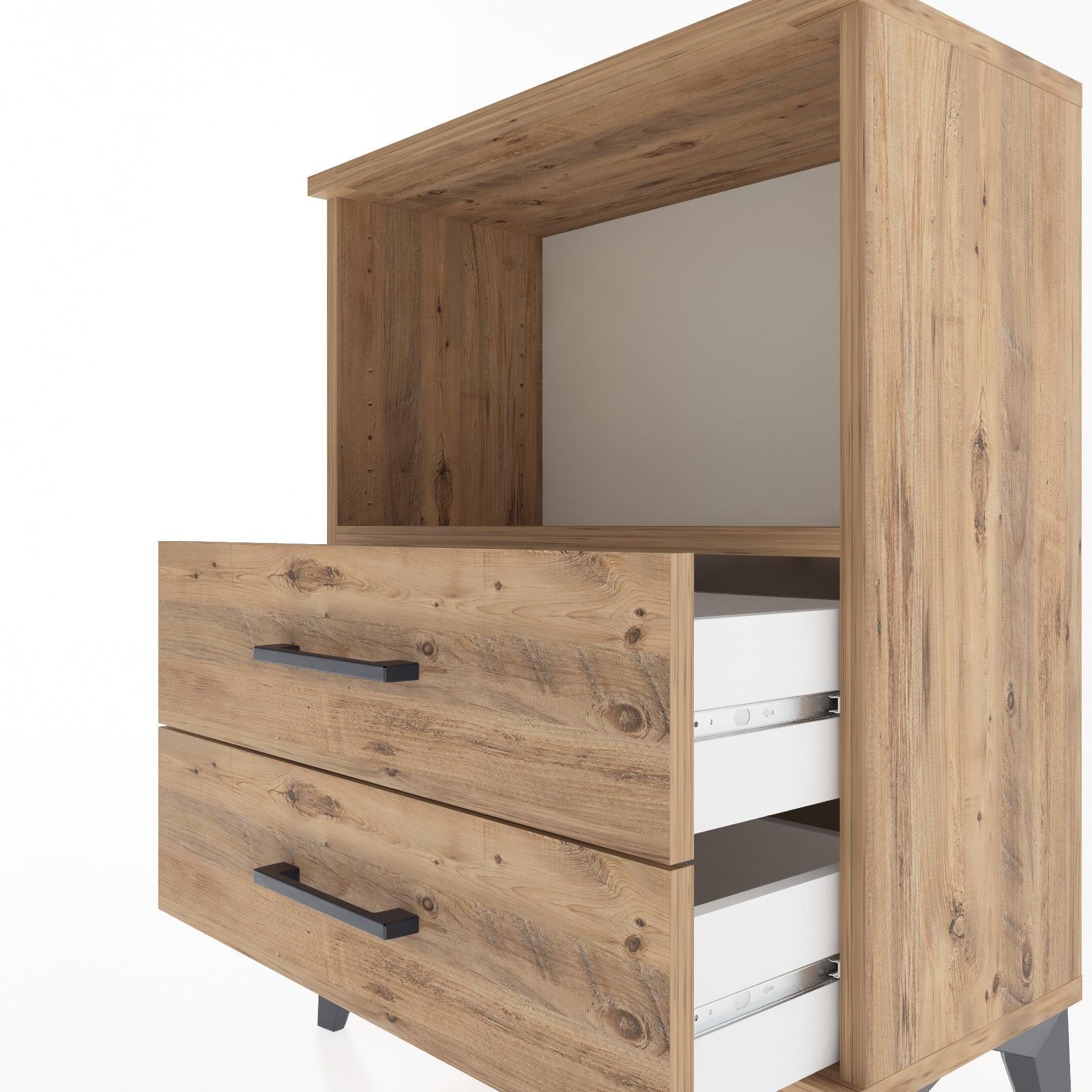 Woodntry Modular Nightstand Pine 60x30x68 cm with Drawers and Shelves CR3-3