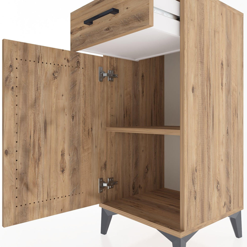 Woodntry Modular Nightstand Pine 44x44x84 cm with Cover and Drawer KC25-3