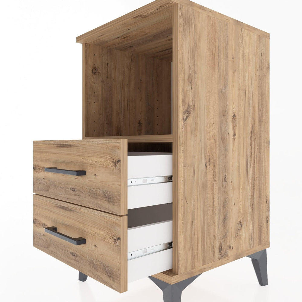 Woodntry Modular Nightstand Pine 44x44x68 cm with Drawers and Shelves CR3-3