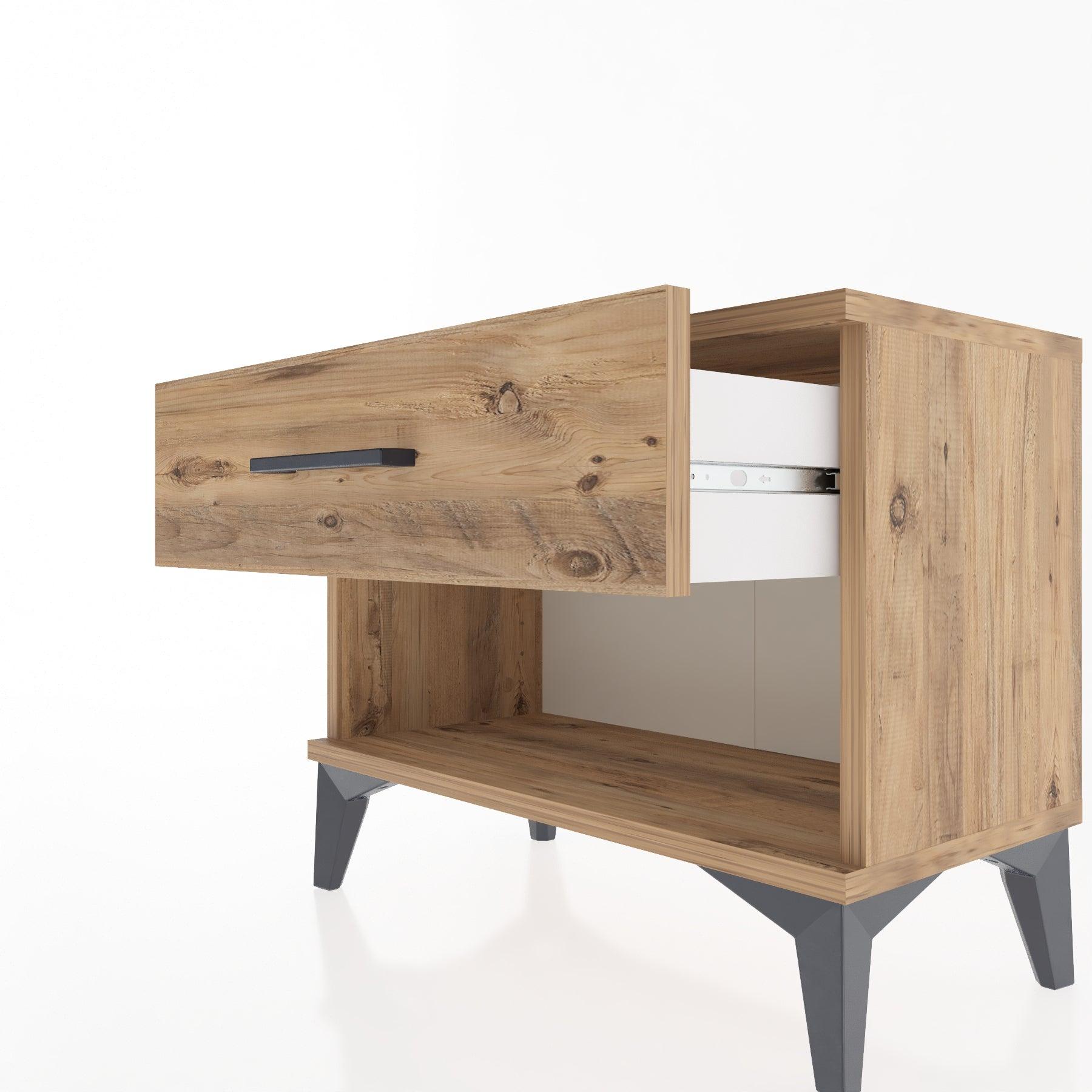 Woodntry Modular Nightstand Pine 60x30x36 cm with Drawers and Shelves CR3-3